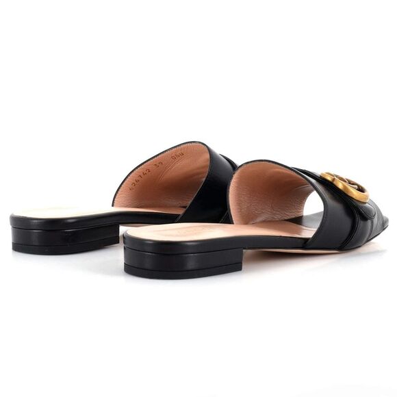 Gucci Women's GG Marmont Slide Sandals Leather Black - Picture 3 of 6